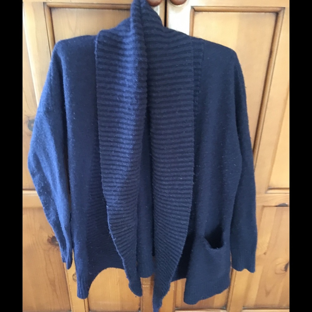 JCREW navy ribbed shawl collar cardigan